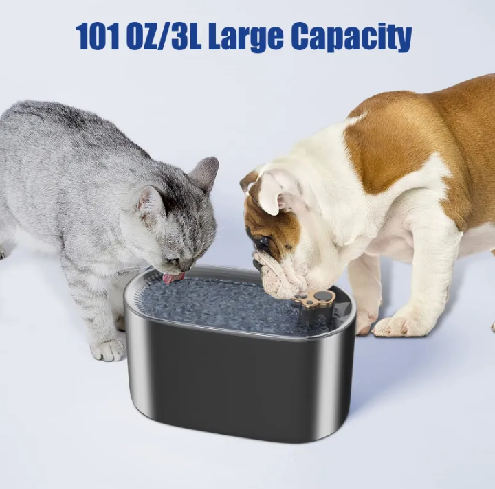 AquaPaws 3L Cat Water Fountain — Silent LED Filtered Dispenser